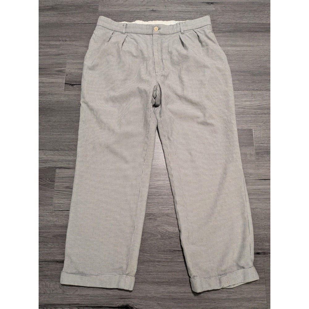 VTG Polo Golf Ralph Lauren Men's Houndstooth Cotton Wool Silk‎ Pants Size 34x27